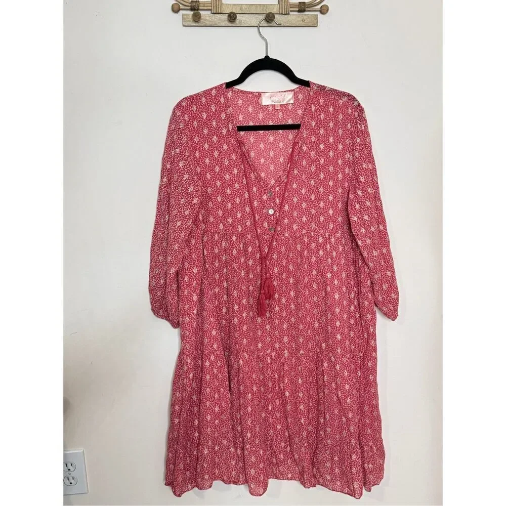 Sundance Scandal Italy Scarlet Pink Cotton Dress Large - Picture 2 of 8